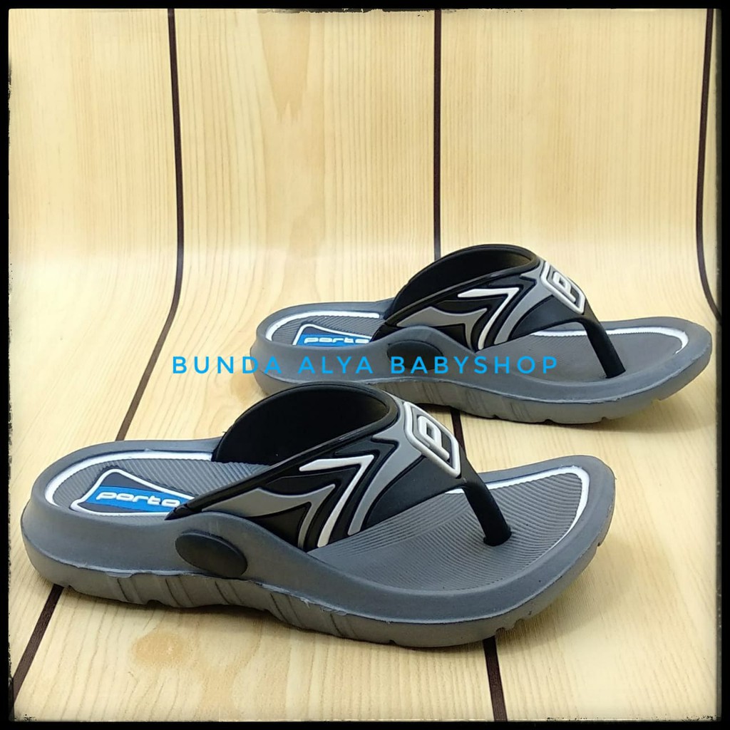 Sandal Anak Laki Laki Jepit Usia 3 4 5 6 7 Tahun Karet ABU Size 24 -35 Lentur - Sendal Anak Cowok Jepit Anti Licin PORTO Karet