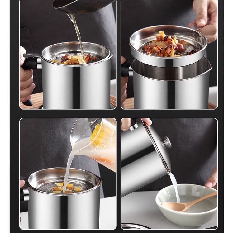 Wadah Saringan Minyak Goreng Anti Karat Premium | Stainless Steel Kitchen Oil pot