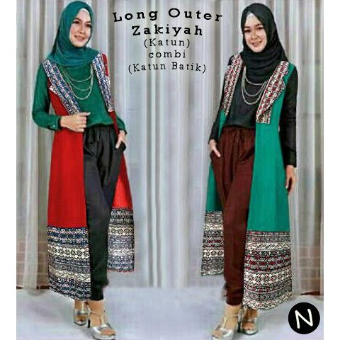long vest katun/cardigan katun/cardigan batik/long vest batik
