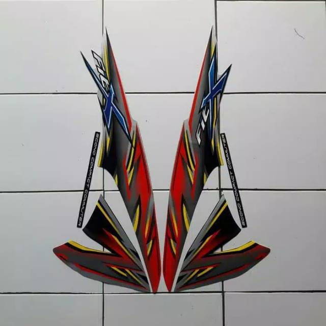 Striping sticker lis body honda supra fit x 2007 2008 silver merah