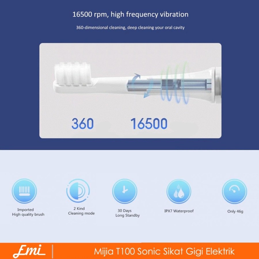 Mijia T100 Sonic Sikat Gigi Elektrik Toothbrush Tooth