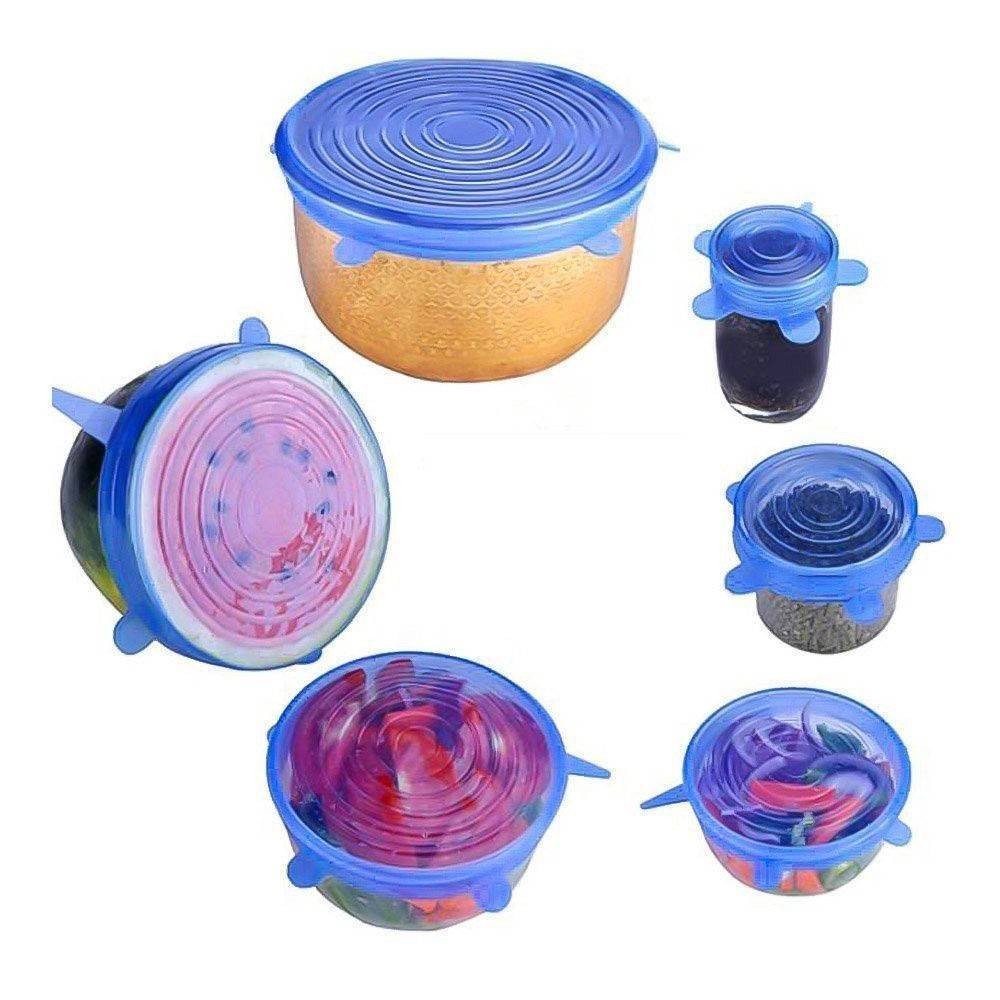 Hot Sale/6Pcs/Set Kitchen Silicone Stretch Reusable Food Saver Covers Penutup Anti Tumpah Penutup