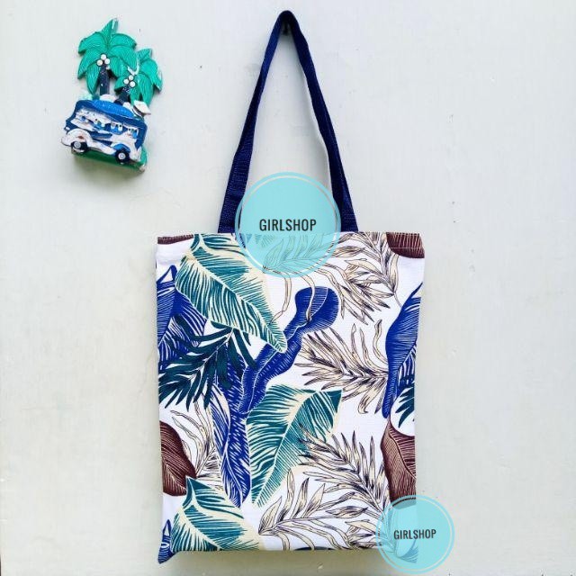 totebag Kekinian Motif Lucu Bahan Kanvas Penutup Resleting dan Pakai Furing Lapis Dalam