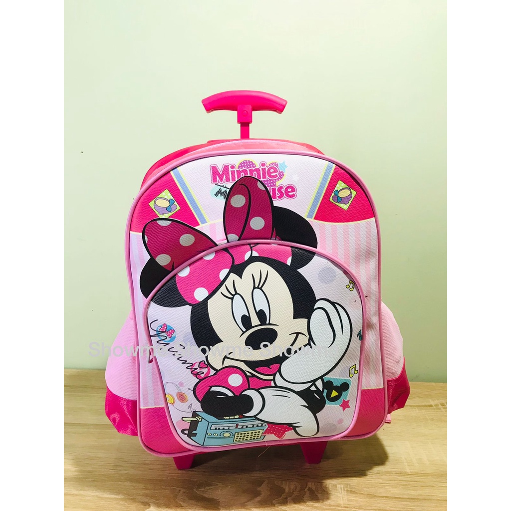 SHOWME TAS TROLI DORONGANAK SEKOLAH TK - PLAY GROUP PEREMPUAN MINI PINK MOUSE CUTE TIMBUL BAHAN PREMIUM