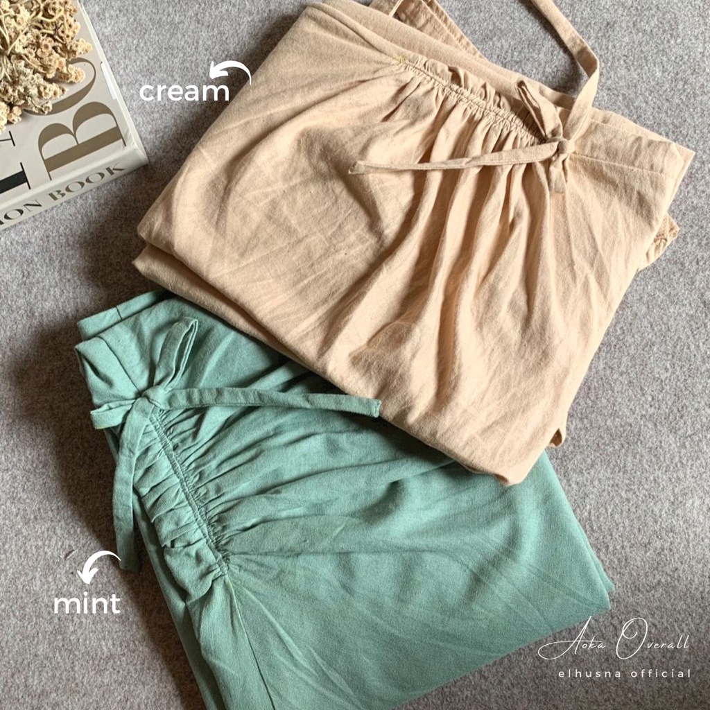 [𝐄𝐥𝐡𝐮𝐬𝐧𝐚] Aoka Overall/ Slip Dress / Overall Kerut / Overall Linen / Overall wanita