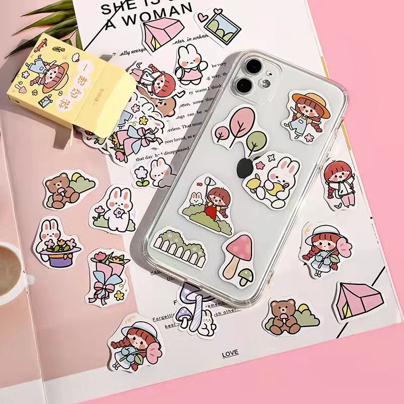 300pcs / set Stiker Motif Kartun Anak Perempuan Handmade Untuk Dekorasi Diary