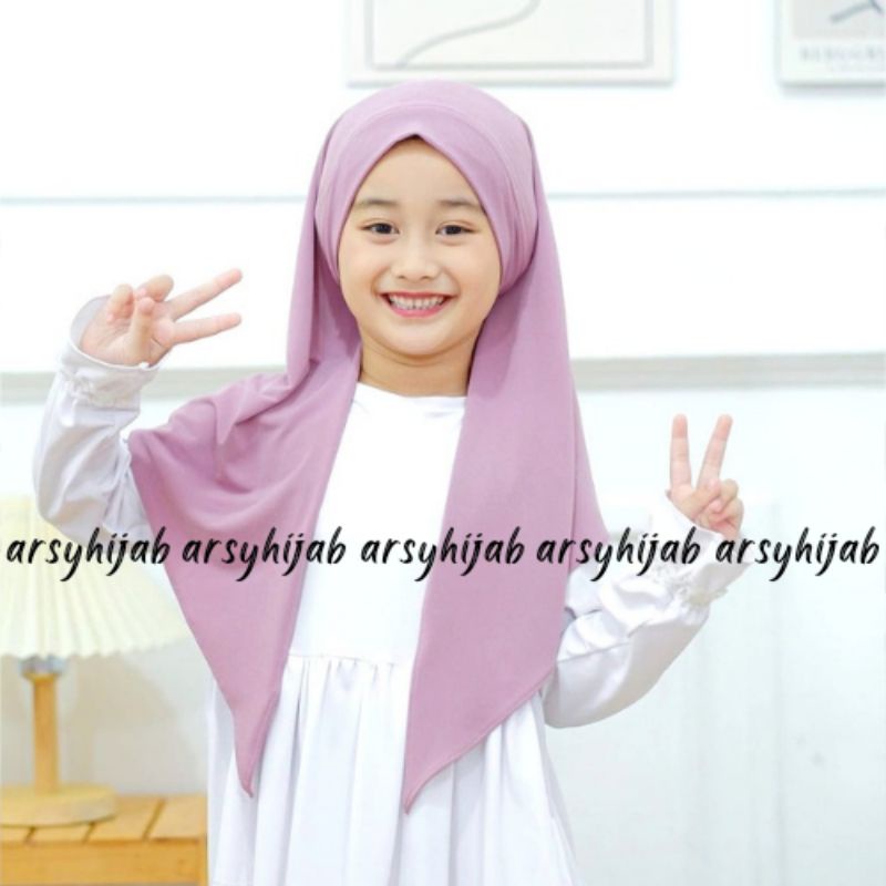 jilbab instan anak malay / hijab melayu instan 2in1 jersey