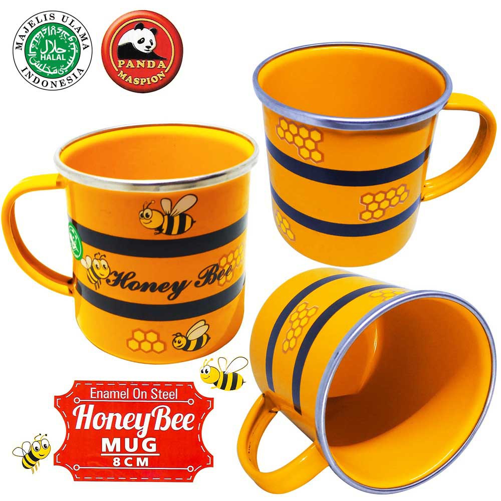 Maspion Mug Enamel 8 Cm honey bee / Mug Karakter / Mug Teh / Mug Kesehatan / Mug Motif