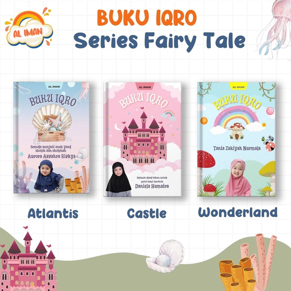 Buku Iqra Iqro Hard cover Anak Balita Terjemah Lengkap Gratis  Custom Nama Dan Foto-1