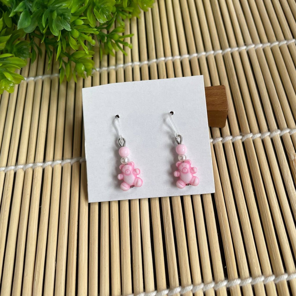 HANDMADE ANTING ANAK/DEWASA KAITAN PLASTIK MOTIF BEAR MINI