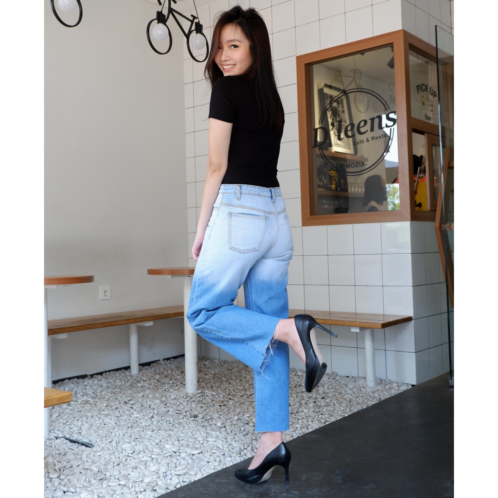 CELANA JEANS KULOT WANITA OMBRE 783 High Waist Gradasi Kekinian-5