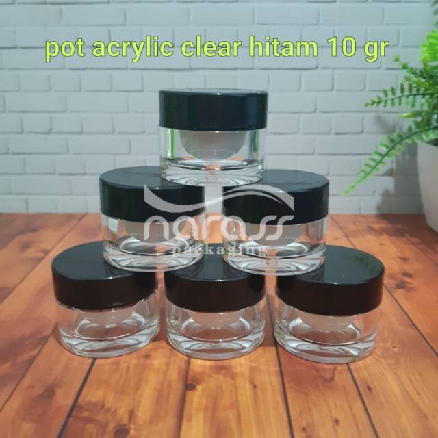 Pot acrylic clear hitam 10 gr