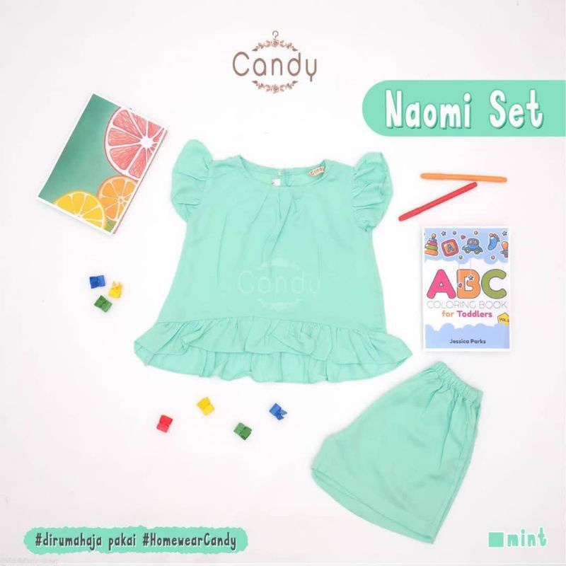 Setelan Baju Anak Perempuan Usia 1-6 Tahun | Naomi Set Homewear Lucu Warna Pink &amp; Mint | Baju Tidur Anak Cewek Lucu Nyaman