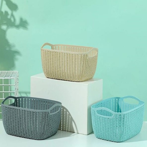 Keranjang Penyimpanan Rak Serbaguna Multifungsi Ukuran Kecil Persegi Plaited Rectangular Storage Bucket