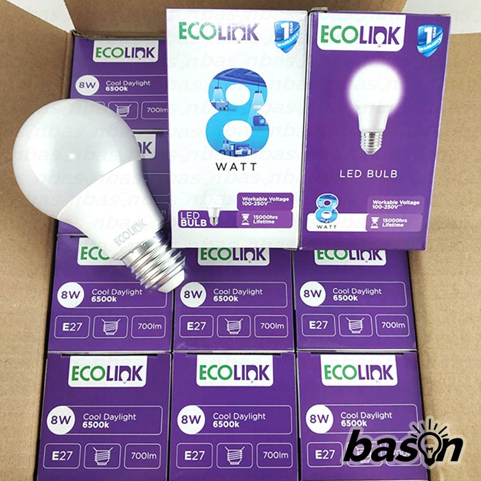 ECOLINK Bohlam Lampu LED E27 - 6W / 8W / 10W / 12W - Cahaya Putih 6500K