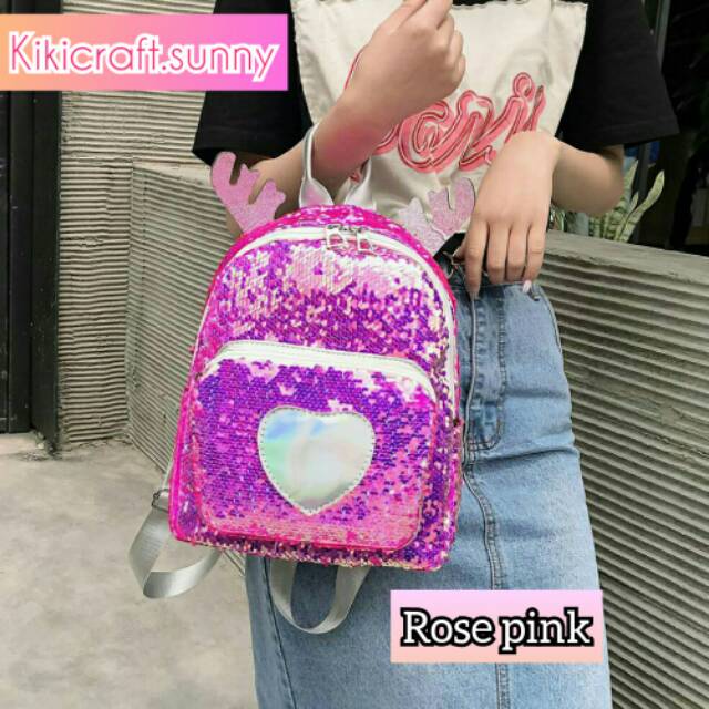 Tas ransel sequin murah / tas sequin besar / tas ransel sekolah / tas import