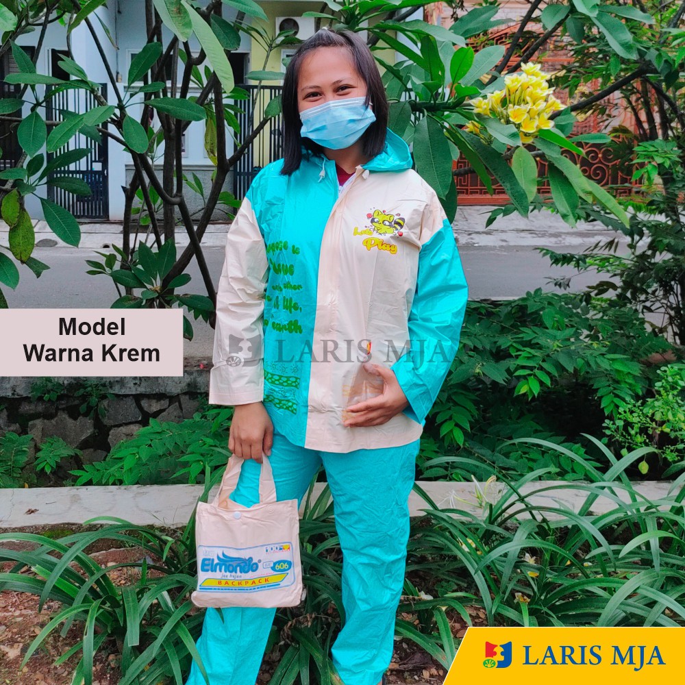 Jas Hujan Anak Perempuan SD Umur 6-10 Tahun Elmondo Tas Backpack 606 Setelan Jaket Celana Laki-Laki