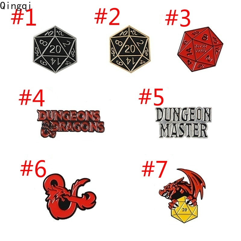 D20pcsset Bros Pin Enamel Bentuk Dadu Dungeons Dragons Untuk Aksesoris Pakaian