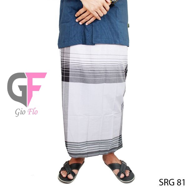 GIOFLO Perlengkapan Sholat Sarung Muslim Laki White Black / SRG 81