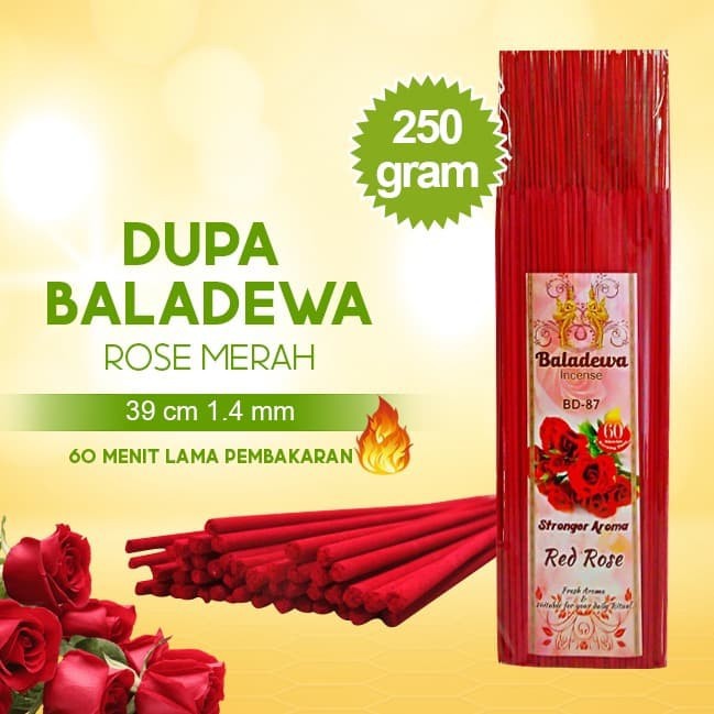 Dupa/ Hio Wangi Harum Baladewa 39 cm 250 gram 1.4 mm Red Rose merah