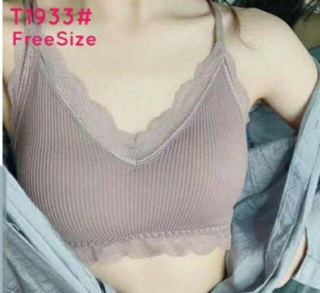 Bralette Bra Wanita Rajut T1933 Tali Bisa Diatur Import Busa Bisa Dilepas Tanpa Kait Belakang