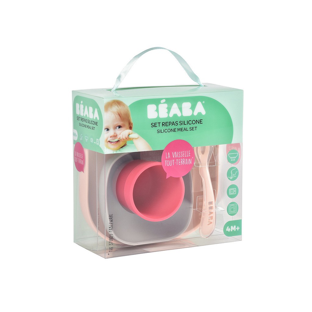 BEABA SILICONE MEAL SET 4PCS/ ALAT MAKAN BAYI SET/ PERALATAN MAKAN