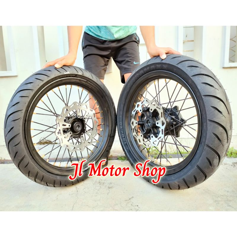 Sepaket Velg SuperMoto Super Moto Yamaha WR155 WR 155 - CRF 150 - KLX 150 KLX150 - CRF150 L Plus Ban