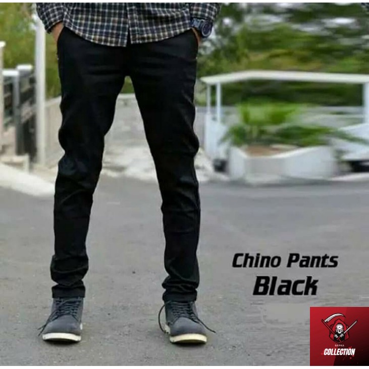 Celana Chinos Panjang Pria Dewasa Slimfit Terbaru Termurah Casual Warna Hitam Moca Cream Abu Coksu Ukuran 27-38