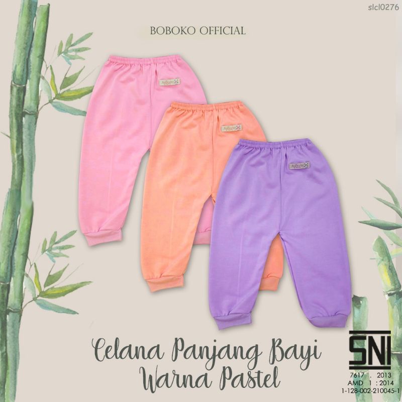 Celana Panjang Bayi Andreatex By BobokoWarna Pastel set isi 6 pcs 0-6 bulan