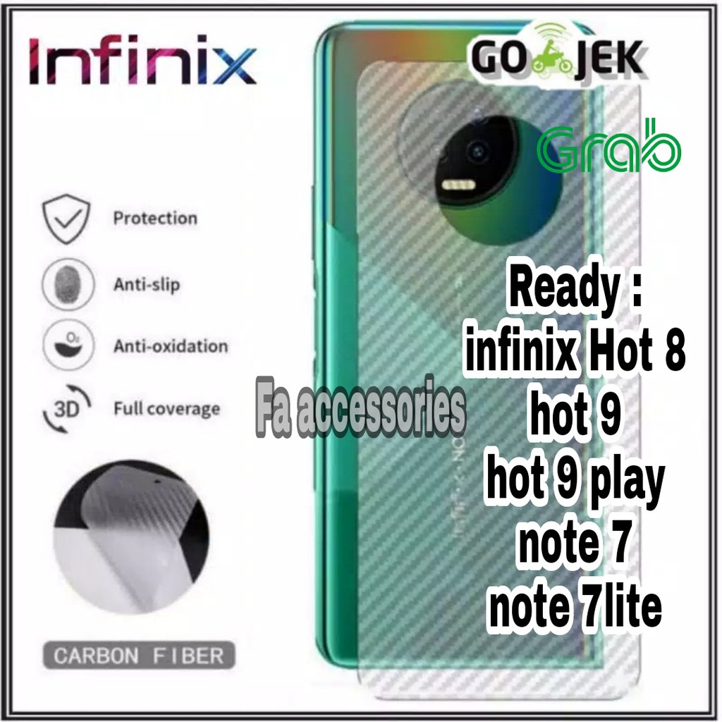 FA Skin Carbon INFINIX HOT 8 9 9PLAY PLAY  NOTE 7 7LITE LITE back skin carbon transparant