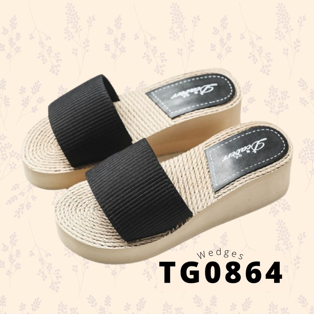 SHOEGALLERY TG0864 Sandal Slop wanita Import Fashion Wedges polos