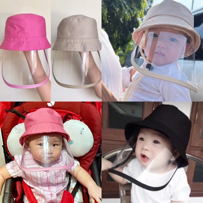 (PROMO) Topi Baby Newborn Topi Face Shield Bayi anti corona - Hitam