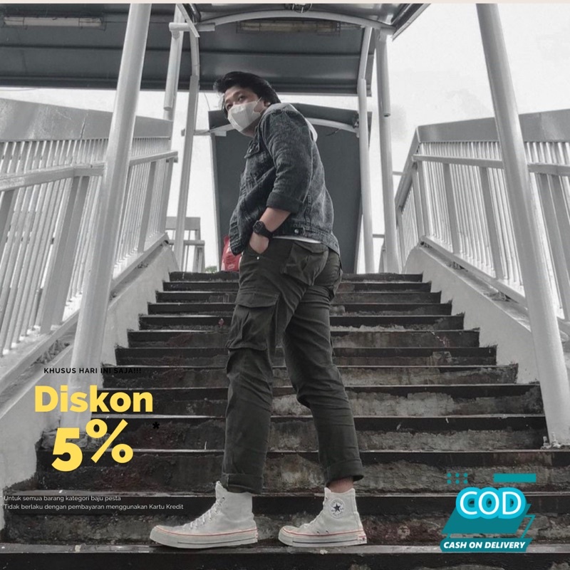 Celana Cargo Gunung PDL hiking Carpenter panjang pria slimfit stret pants katun original termurah cod jumbo 33-38