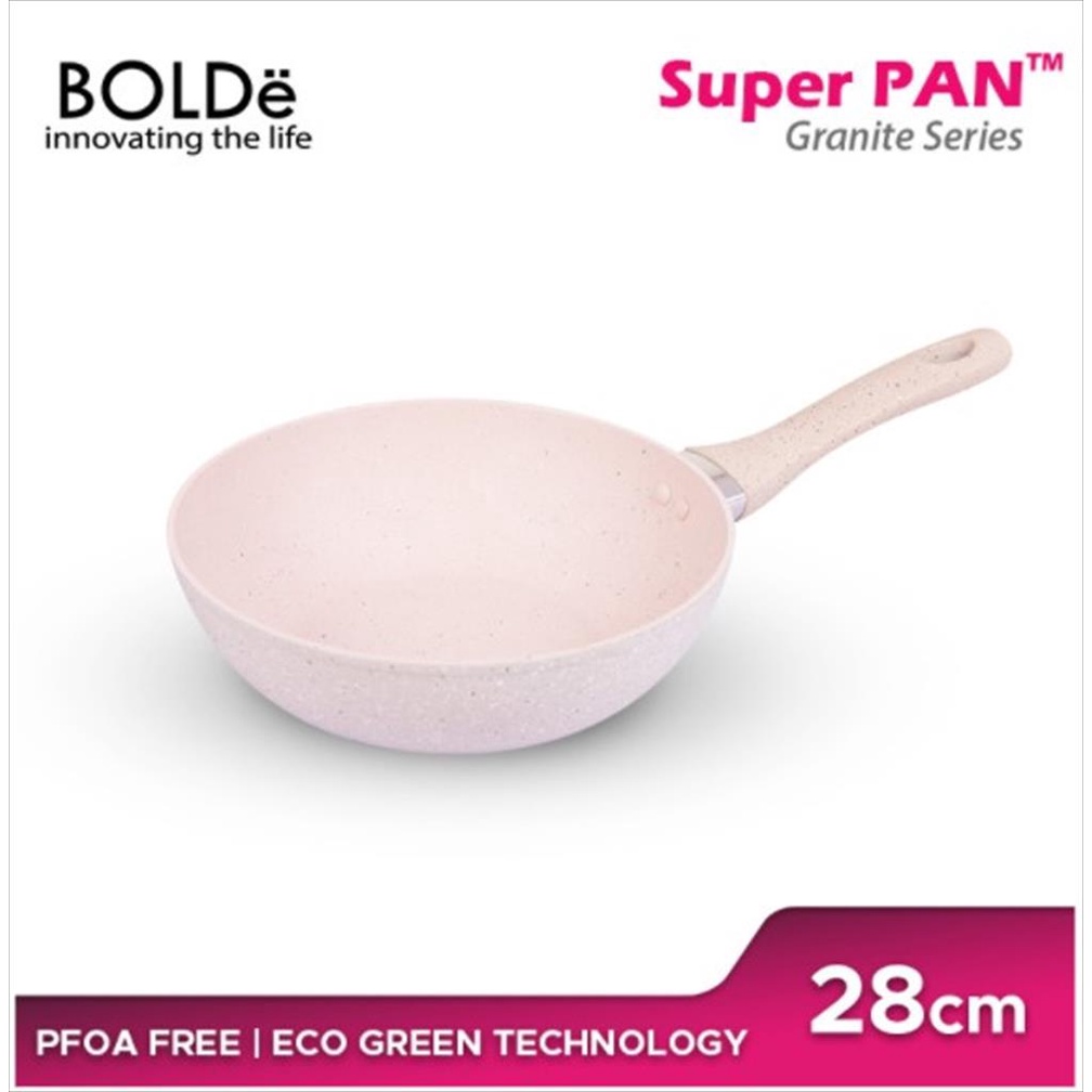 BOLDe Super Pan Wok Pan Granite 28 CM Beige - Panci Wajan Penggorengan 28CM Anti Lengket