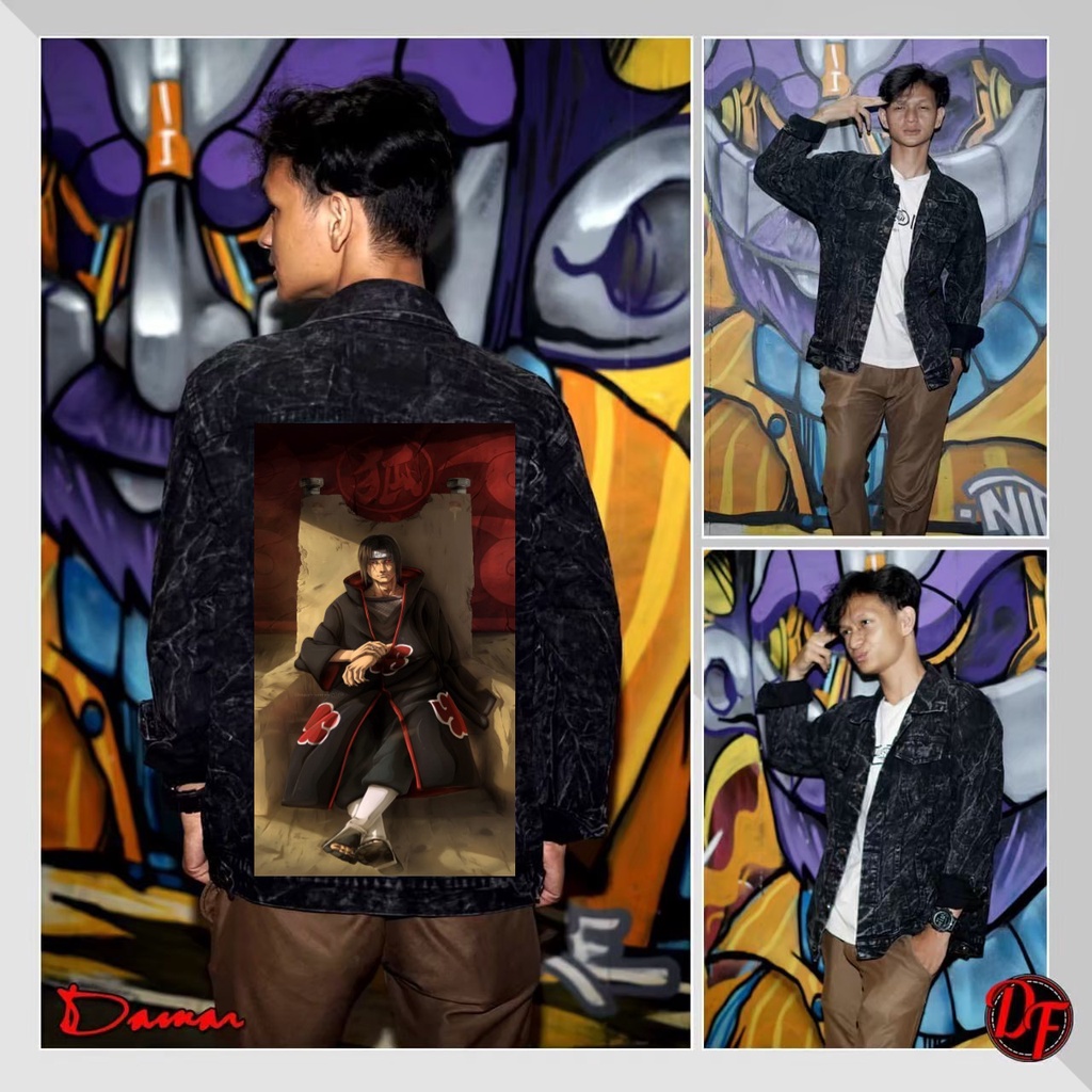 jaket pria denim jeans bergambar belakang SASUKE/ jaket jeans pria terbaru 2022 /jaket pria printing/ jaket jeans pria bergambar terbaru/ jaket pria keren