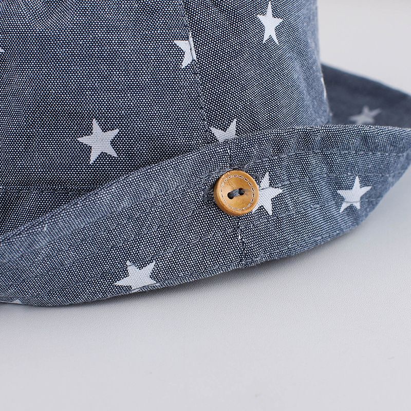 Topi koboy bintang denim bulat bundar bucket hat baby star import