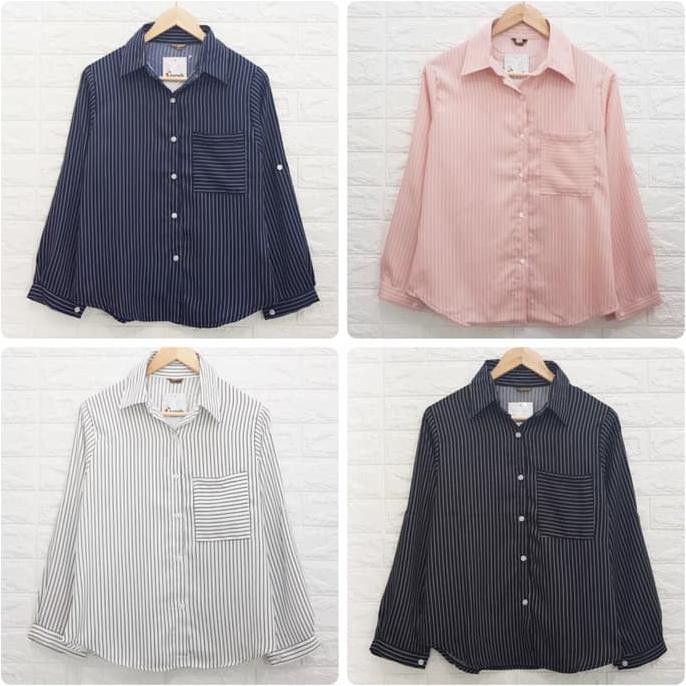 Kemeja Wanita - Chamele - Kemeja Hem Salur Wanita 1991 - Pink