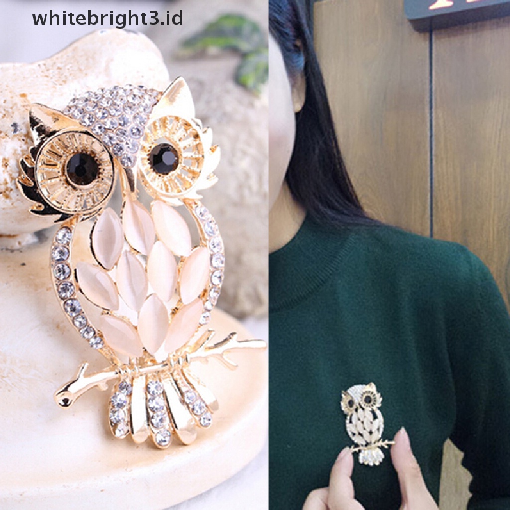 (whitebright3.id) Pin Bros Burung Hantu Besar Gaya Vintage Untuk Hijab / Syal Wanita