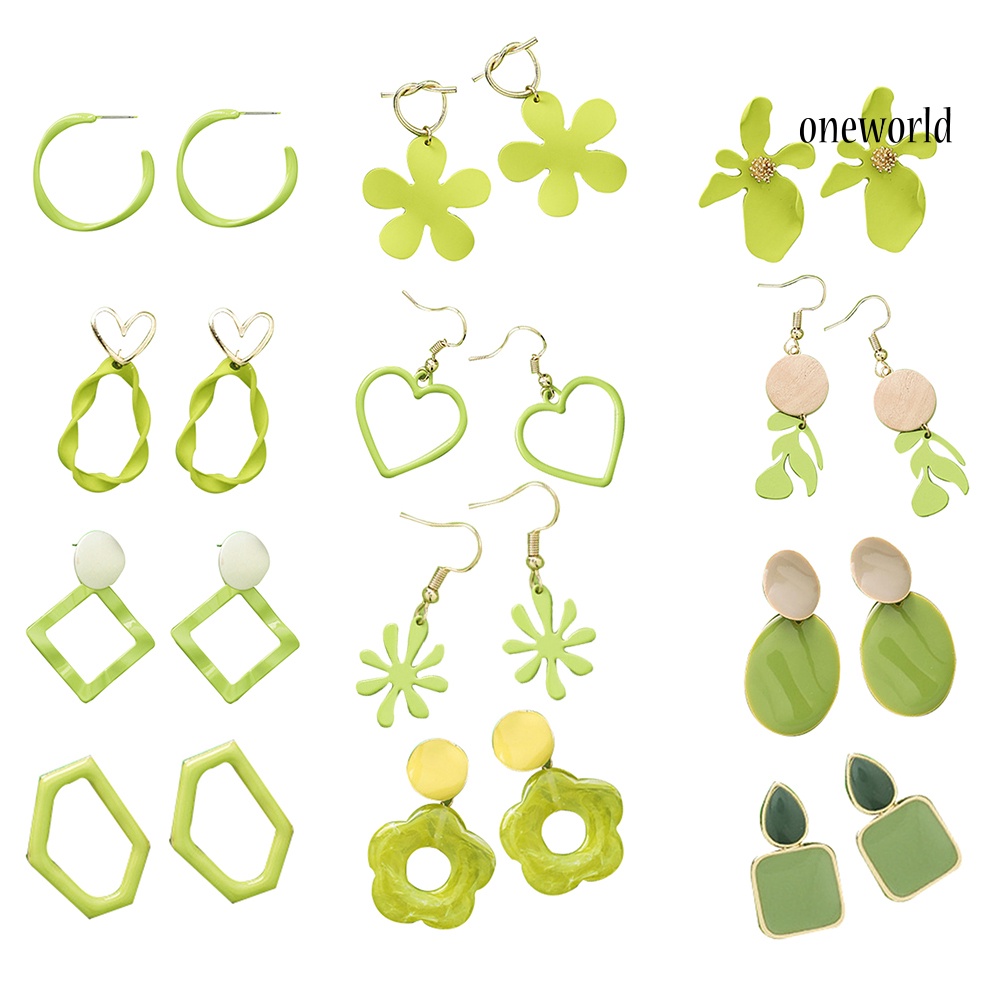 OW# Women Avocado Flower Heart Geometric Dangle Ear Drop Hook Earrings Jewelry Gift