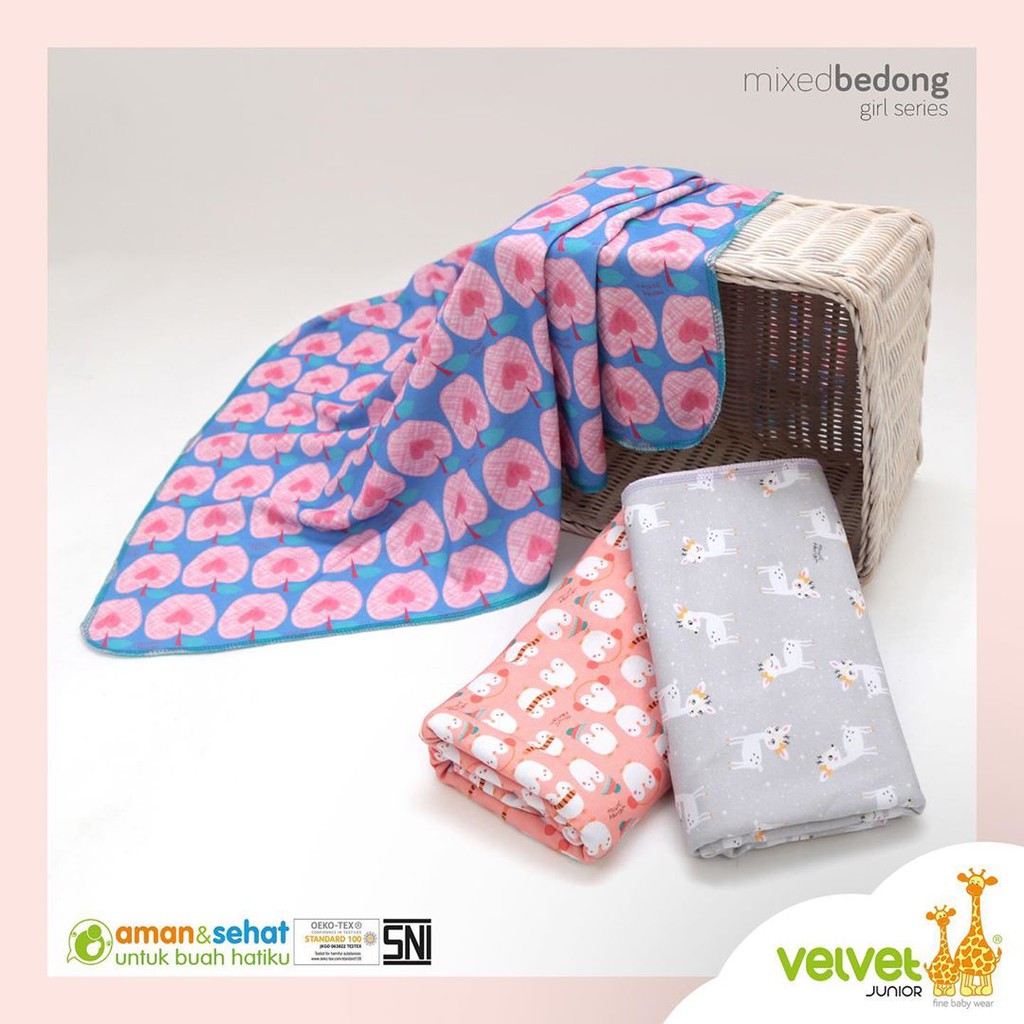 Bedong Bayi Velvet Junior Bedong Mix 3pcs