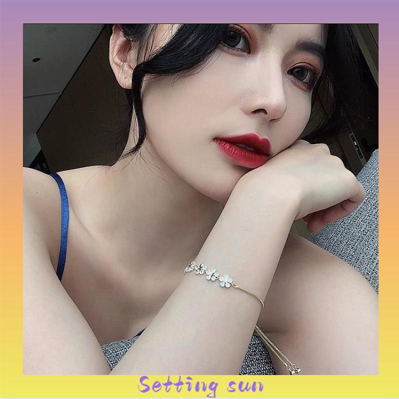 COD✨Wanita Korea Gelang Mewah Zirkon Bunga Gelang Berlian Imitasi Emas Fashion Perhiasan Grosir TN