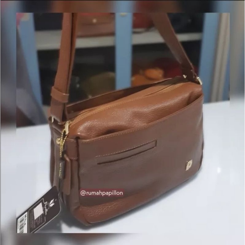 Tas Selempang Wanita Kulit Asli Papillon Original K3366 Asem / Tas Papillon Terbaru