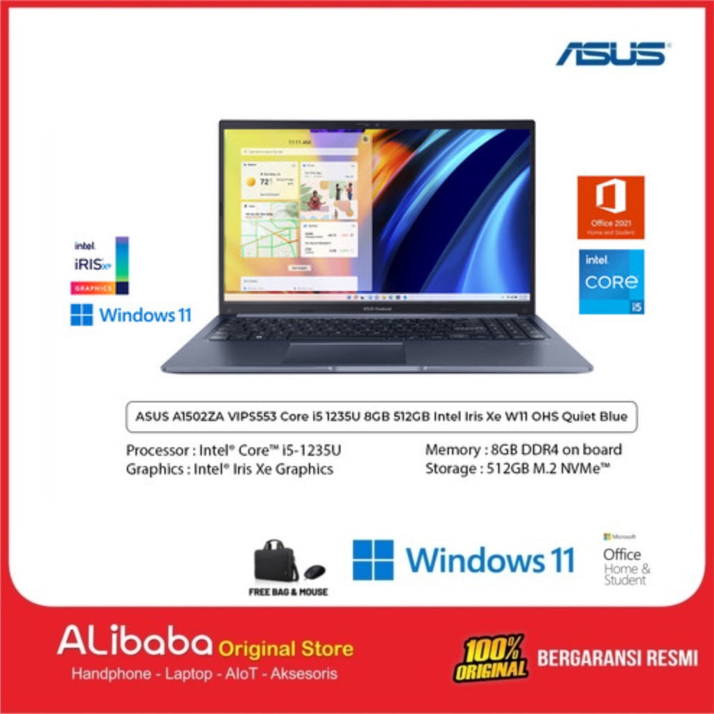 ASUS A1502ZA VIPS553 Core i5 1235U 8GB 512GB Iris Xe W11 OHS