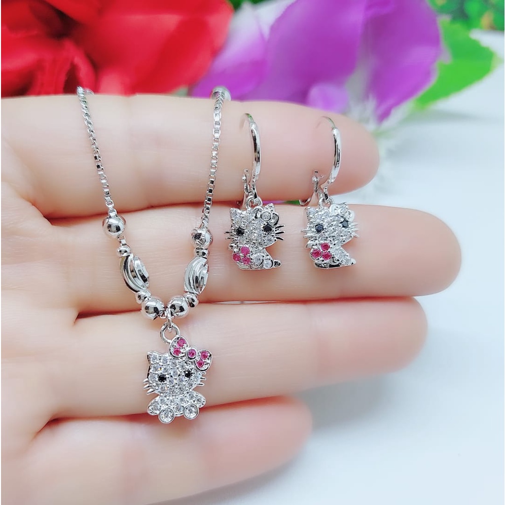 Set xuping kalung dan anting permata lapis emas perhiasan fashion 0369-0372