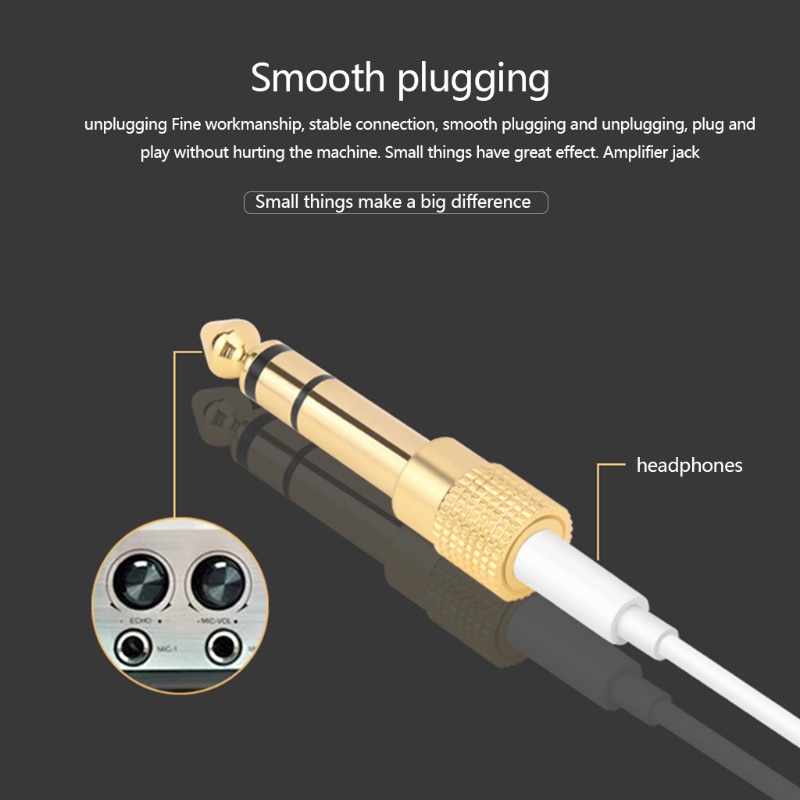 Jack Colokan Adaptor Stereo btsg 6.35mm Male to 3.5mm Female Lapis Emas Tembaga Murni