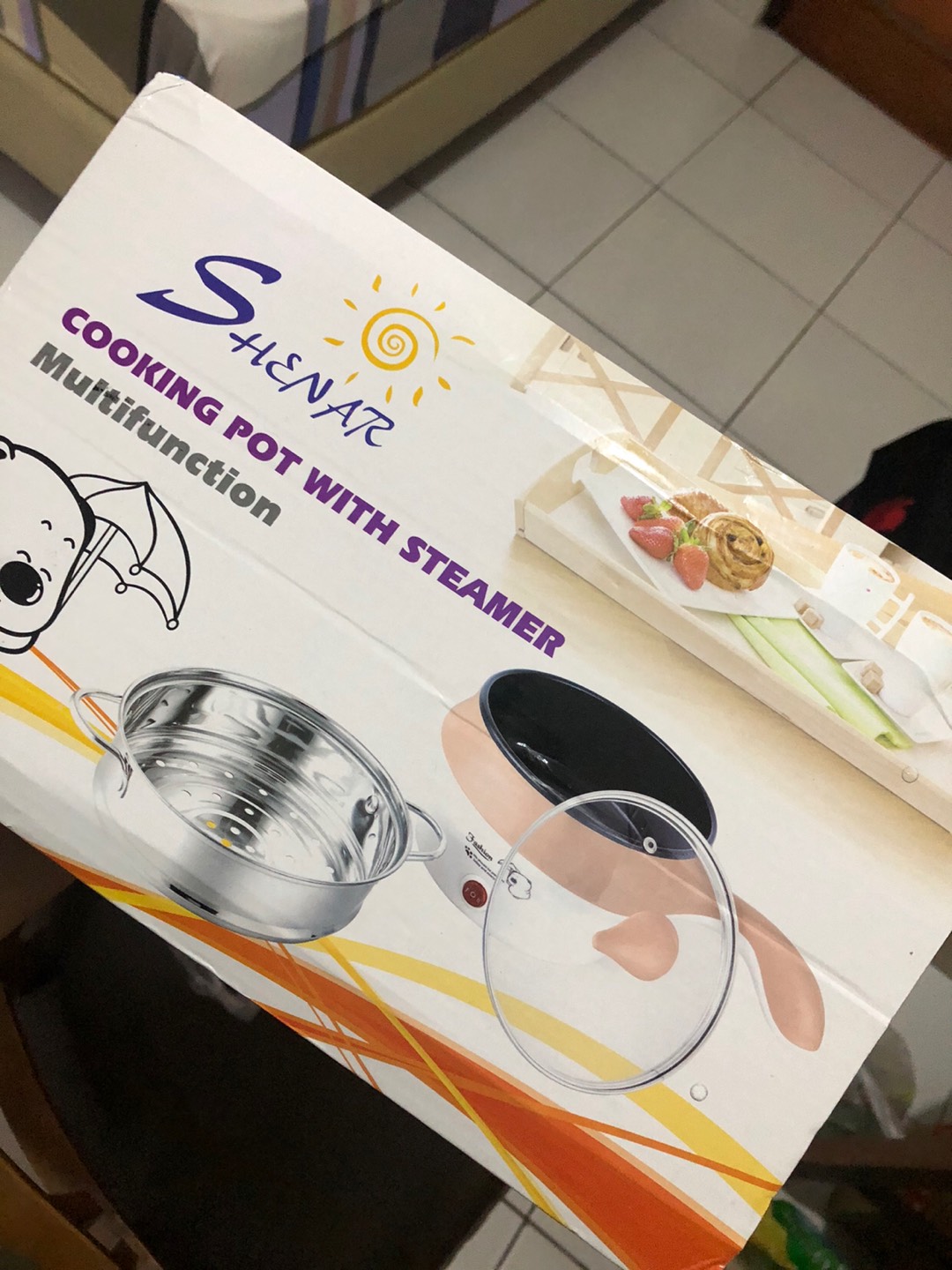 Panci Elektrik 18cm Lapisan Keramik / Electric Fry Pan / Multifunctional Electric Fry Pan, Shenar