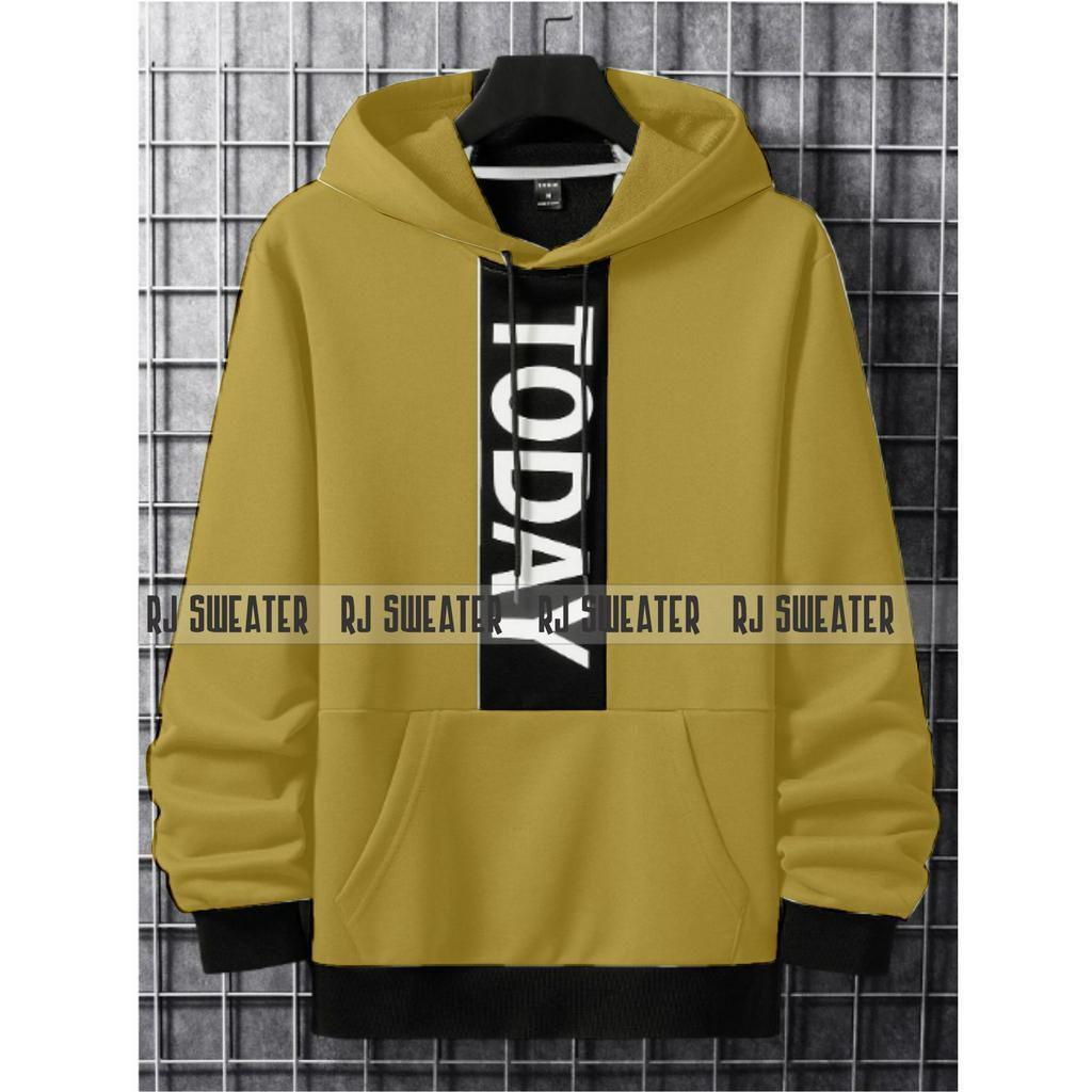 Sweater hoodie pria terbaru kombinasi TODAY TOMORROW FEATURE / hoodie kekinian pria wanita