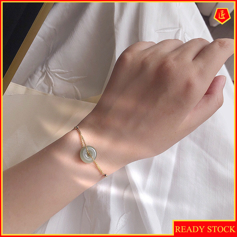 [Ready Stock]Fashion Simple Inlaid Hetian Jade Bracelet