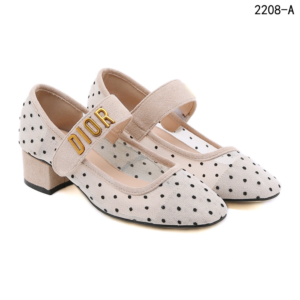 DR Polka Dot Mesh and Suede Baby-D Ballet Pumps #2208-A