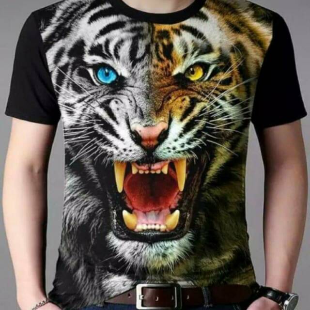 Kaos 3D tiger macan keren